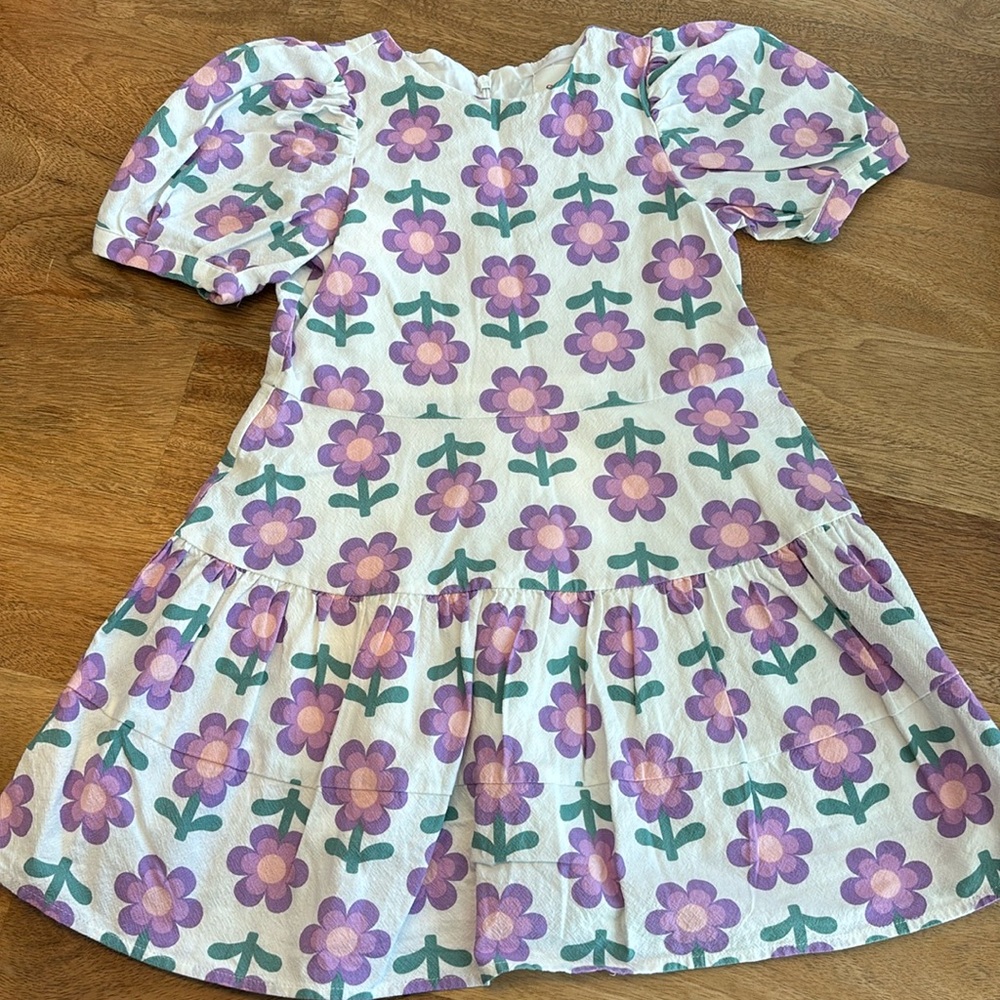 Seed Heritage white and purple flower dress